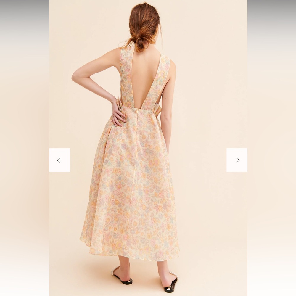 Sold on depop Selkie puffy pinafore dress romantic floral print